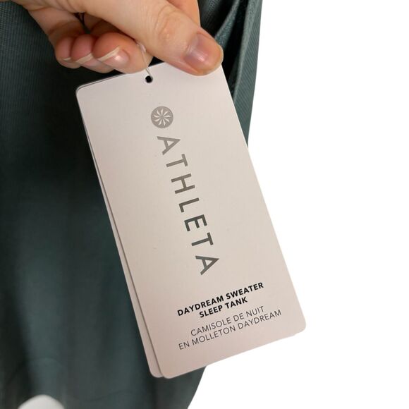 NWT Athleta Daydream Sweater Sleep Tank Women's 1X Green Blue V Neck Wool Blend - Picture 4 of 7